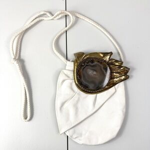 Vintage Brazilian Leather & Semi-Precious Gemstone Purse